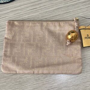 Fendi tessuto zucca jacquard lame flat pouch